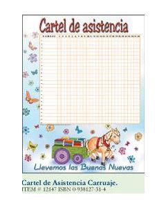 Cartel Asistencia Carreta Carruaje Flores