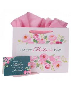 Bolsa para regalo: "Happy Mother's Day Pink Peony" tamaño grande