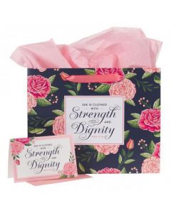 Bolsa para Regalo Tamaño Grande: Strength And Dignity Pink Rose