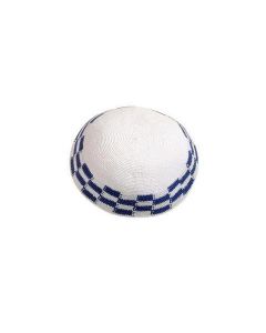 Kippah Croche Blanco Con Azul