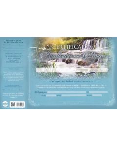 Certificado de Bautismo en Agua, Diseño Cascada Paquete De 20 Unidades