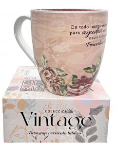 Taza Coleccion Vintage; En Todo Tiempo Ama La Amiga, 15oz