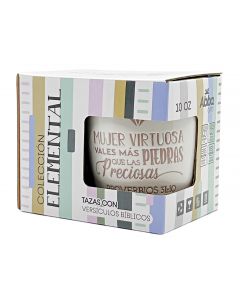 Taza de Ceramica, coleccion elemental - Mujer Virtuosa, Proverbios 31:10