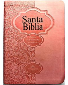 Biblia RVR60 Fuente De Bendiciones Compacta Letra Grande Imitacion Piel Rosa