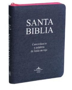 Biblia RVR60 Blue Jean Letra Grande Cierre Manual Rosado Indice