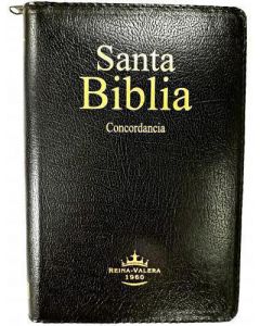Biblia RVR1960 Diseño Economico, Ultrafina, Vinyl, Color Negro, Con Cierre e Indice, Canto Rojo