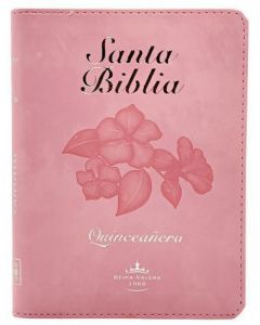 Biblia RVR1960 Fuente de Bendiciones, Edicion Quinceañera, Color Rosa, en Imitacion Piel, Tamaño Compacta con Cierre e Indice