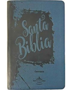 Biblia RVR1960 Tamaño Manual, Letra Grande Con Indice, Canto Gris, Color Azul Marino