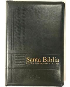 Biblias RVR1960 Letra Supergigante, Color Negro, Imitacion Piel, Con Indice y Cierre Canto Dorado