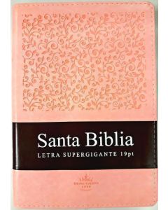 Biblias RVR1960 Letra Supergigante, Duo Tono Rosa, Imitacion Piel, Con Indice y Cierre, Canto con Flores