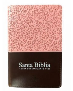 Biblia RVR1960 Tamaño Manual, Sentipiel Colo Rosa y Cafe, Letra Grande Con Indice y Cierre