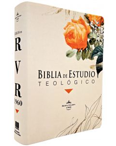 Biblia de Estudio Teológico: Reina-Valera 1960, Cubierta Ilustrada en Lienzo, Diseño Beige Flores con Indice