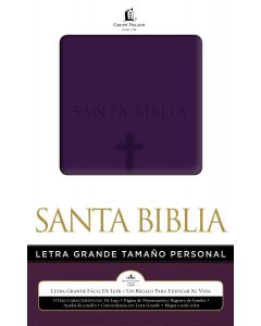 Biblia Rvr60 Piel Italiana Letra Grande Tamaño Manual Color Morado
