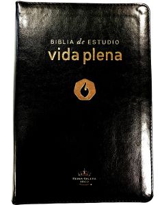 Biblia RVR60 Vida Plena Imitacion Piel Negro Cierre Indice