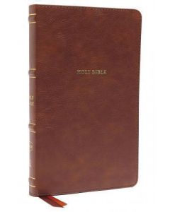 Biblia NKJV (ingles) Tamaño Manual, Sentipiel Color Cafe,Ultra Delgada, Canto Dorado