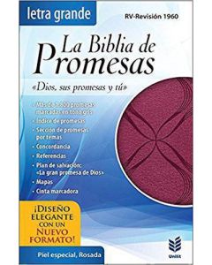 Biblia RVR60 Promesas Letra Grande Piel Rosa Indice Mujer