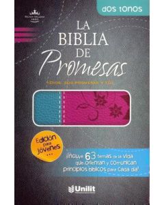 Biblia RVR60 Promesas Edicion Juvenil Piel Especial Rosa Turquesa Tamaño Manual