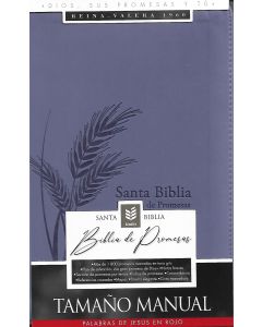 Biblia RVR1960 Tamaño Manual, Imitacion Piel, Edicion Promesas, Diseño Lila con Cierre e Indice