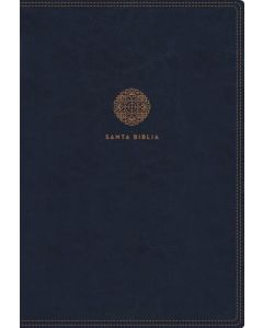 Biblia RVR1960 Letra Super Gigante, Color Azul, Imitacion Piel, Indice, Canto Blanco Con Cierre Color Naranja