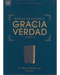Biblia De Estudio NBLA Gracia Y Verdad Imitacion Piel, Color Azul Marino