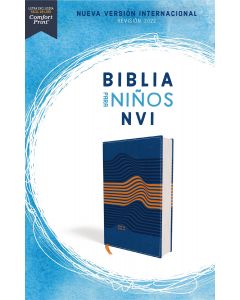 Biblia NVI 2022 Imitacion Piel, Tamaño Manual, Color Azul/Naranja Diseño Waves