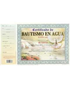 Certificado para Bautismo en Agua, 15 unidades