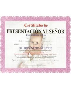 Certificado Presentacion Al Señor Color Rosa Para Niña