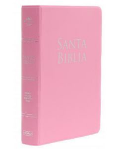 Biblia RVR1960 Manual, Cubierta Vinyl, Color Rosa, Letra 12 puntos