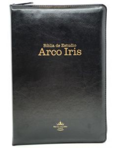 Biblia de Estudio Arco Iris RVR1960, Sentipiel Color Negro Con Bolsillo, Cierre e Índice, Incluye Lente de Aumento