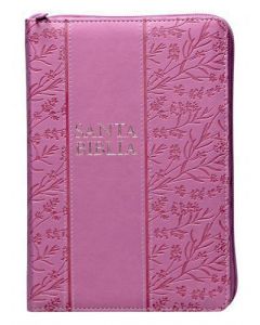 Biblia RVR1960 Manual, Imitacion Piel Color Rosa, Cierre e Indice, Letra 12 puntos