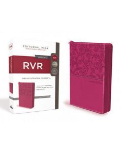Bliblia RVR Imitacion Piel Color Rosa Tamaño Compacto Ultrafina con Cierre
