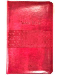 Biblia RVR1960 Tamaño Personal con Letra Grande en Imitacion Piel Color Rosa Intenso ( Fuchsia ) Con Cierre, Bolso Lateral e Indice