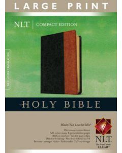 Bible NLT Large Print Compact Imitation Leather Black Tan