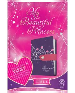 Bible NLT My Beautiful Princess Imitation Leather Purple Crown Pink Heart Magnetic Closure