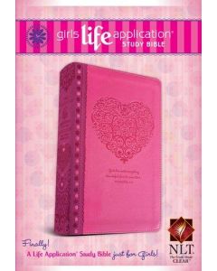 Bible NLT Girls Life Application Study Imitation Leather Pink Heart