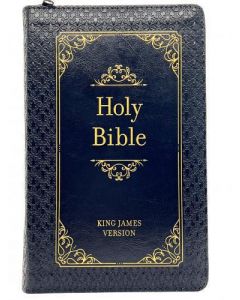 Biblia KJV (ingles), Tamaño Manual, Imitacion Piel, Color Negro, Con Cierre