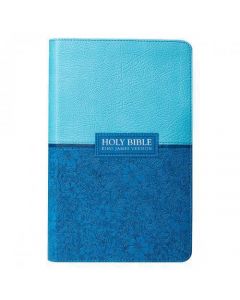 Biblia KJV Tamaño Manual, Letra grande, Imitaciopn Piel, Color Azul