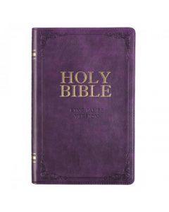 Biblia KJV (ingles) tamaño manual, imitacion piel, color morado, indice, canto dorado