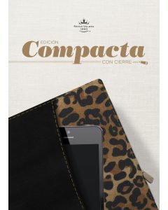 Biblia RVR60 Edicion Compacta Imitacion Piel Negro Leopardo Cierre