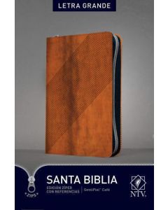 Biblia NTV, Tamaño Grande, Letra Grande con Cierre color Cafe