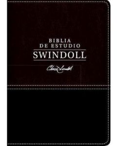 Biblia de estudio Swindoll NTV, sentipiel color negro, canto plata