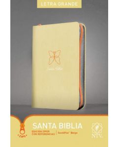 Biblia NTV Referencias, Letra Grande, Color Beige, Diseño Mariposa Con Cierre