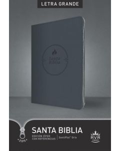 Biblia RVR60, Tamaño Grande, Sentipiel Color Gris, Edición Zíper, Letra grande