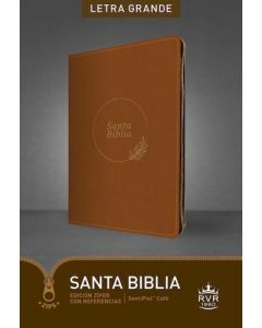 Biblia RVR60, Tamaño Grande Ultradelgada, Sentipiel Color Cafe, Edición zíper con referencias, letra grande