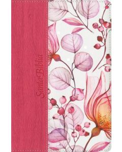 Biblia NTV Edicion Personal Letra Grandel, Sentipiel color Rosa con diseño floral, canto color plata