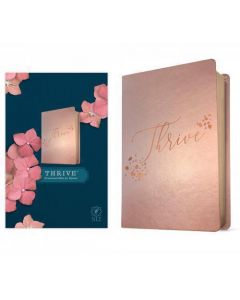 Biblia Devocional Thrive NLT (ingles) Tamaño Manual, Sentipiel Color Rosa Metalico
