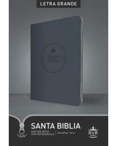 Biblia RVR60 Gigante, Sentipiel Color Gris, Referencias, Letra Grande con Cierre e Índice