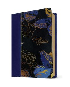Biblia NTV, Tamaño Manual, Imitacion Piel, Color Azul Floral, Habilitada Para Aplicacion Filament