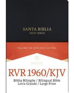 Biblia RVR60 KJV Bilingue Imitacion Piel Negro Letra Grande Tamaño Grande Indice
