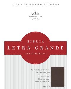 Biblia RVR60 Letra Grande Referencias Piel Italiana Cafe Tamaño Grande